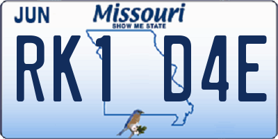 MO license plate RK1D4E