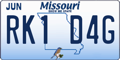 MO license plate RK1D4G