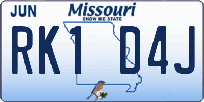 MO license plate RK1D4J