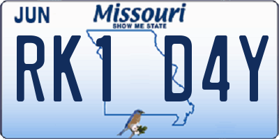 MO license plate RK1D4Y