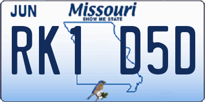 MO license plate RK1D5D