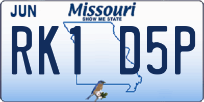 MO license plate RK1D5P