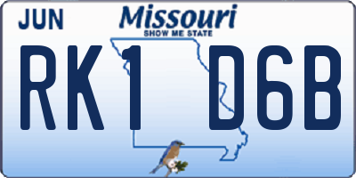 MO license plate RK1D6B