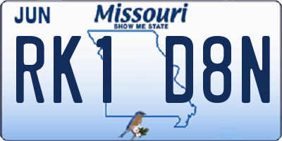 MO license plate RK1D8N