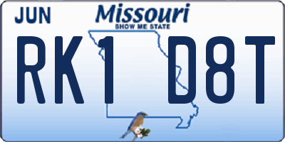 MO license plate RK1D8T