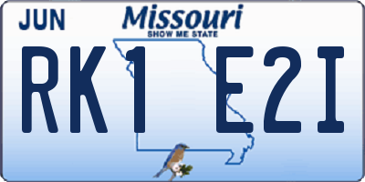 MO license plate RK1E2I