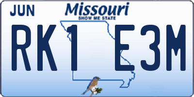 MO license plate RK1E3M
