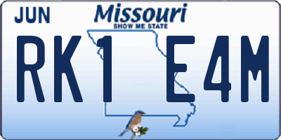 MO license plate RK1E4M