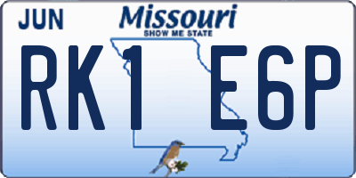 MO license plate RK1E6P