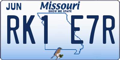 MO license plate RK1E7R