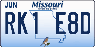 MO license plate RK1E8D