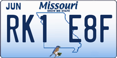MO license plate RK1E8F