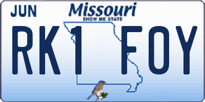 MO license plate RK1F0Y