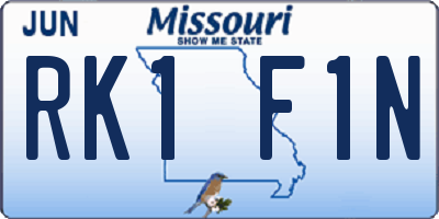 MO license plate RK1F1N