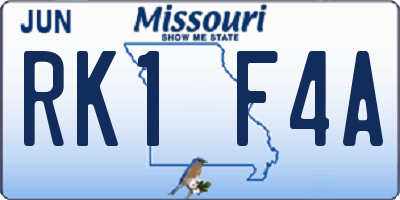 MO license plate RK1F4A