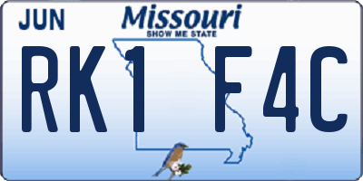 MO license plate RK1F4C