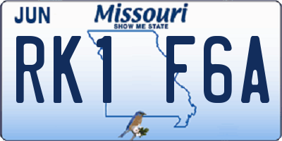 MO license plate RK1F6A