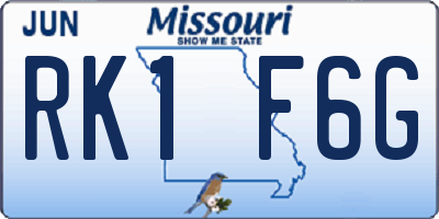 MO license plate RK1F6G