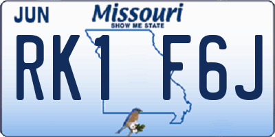 MO license plate RK1F6J