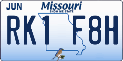 MO license plate RK1F8H