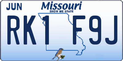 MO license plate RK1F9J