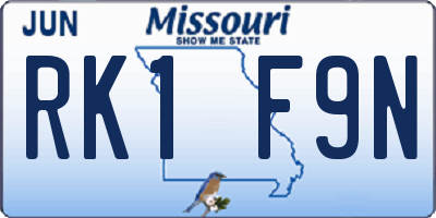 MO license plate RK1F9N