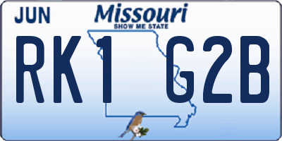MO license plate RK1G2B