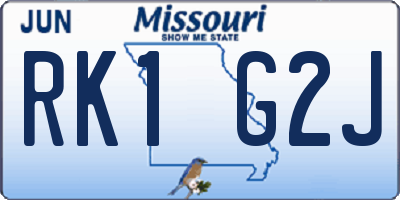 MO license plate RK1G2J