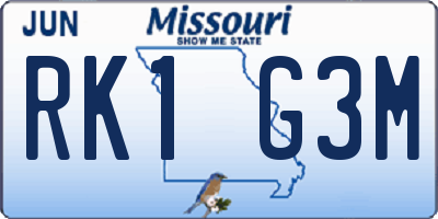 MO license plate RK1G3M