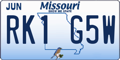 MO license plate RK1G5W
