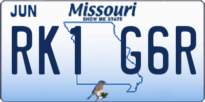 MO license plate RK1G6R