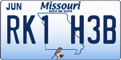 MO license plate RK1H3B