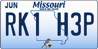 MO license plate RK1H3P