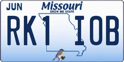 MO license plate RK1I0B