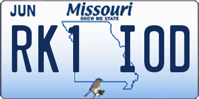 MO license plate RK1I0D