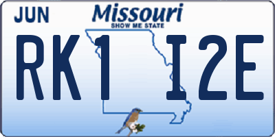 MO license plate RK1I2E
