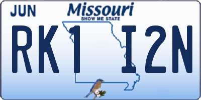 MO license plate RK1I2N