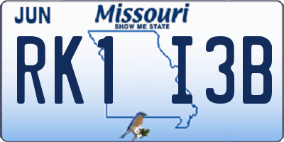 MO license plate RK1I3B