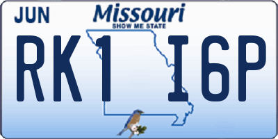 MO license plate RK1I6P