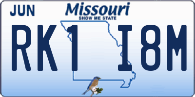 MO license plate RK1I8M