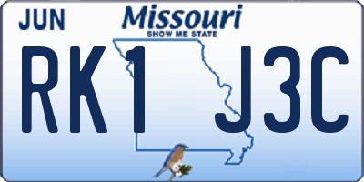 MO license plate RK1J3C