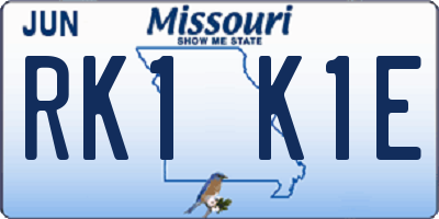 MO license plate RK1K1E