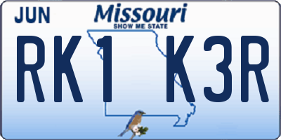 MO license plate RK1K3R
