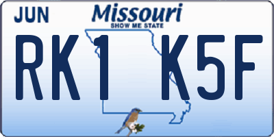 MO license plate RK1K5F