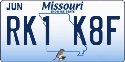 MO license plate RK1K8F