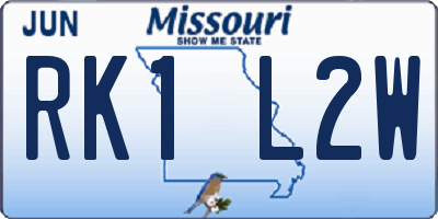 MO license plate RK1L2W