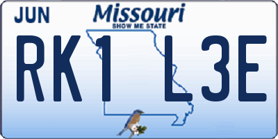 MO license plate RK1L3E