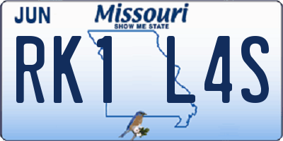 MO license plate RK1L4S