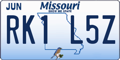 MO license plate RK1L5Z