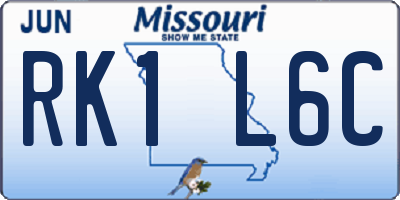 MO license plate RK1L6C